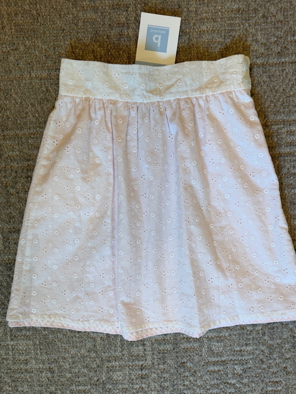 NWT Bella Bliss white eyelet skirt with pink and ric rac size 8